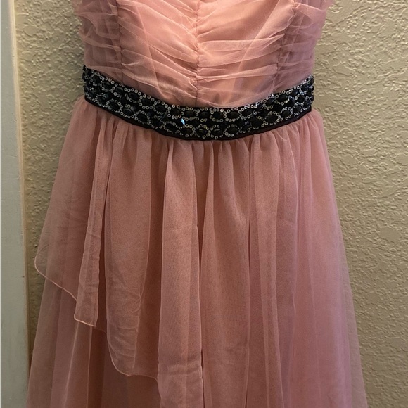 Francesca’s trixxi vintage rose blush strapless dress black & silver gem waist - Picture 12 of 12